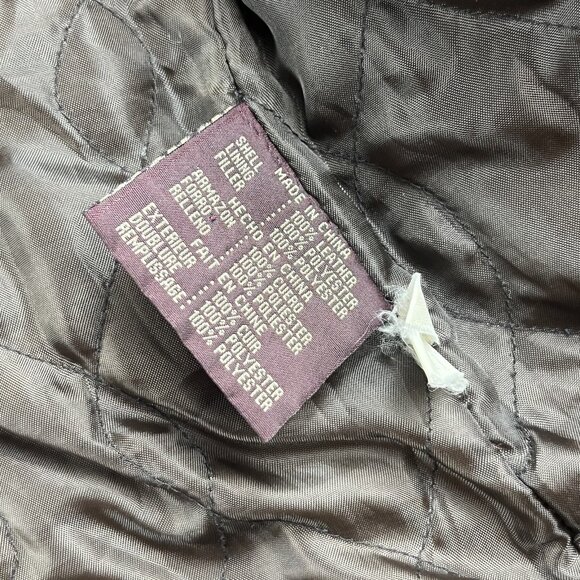 VTG Colebrook Leather Jacket Mens Large Brown Bomber Quilt Lined Coat 90s Y2K - Picture 14 of 16